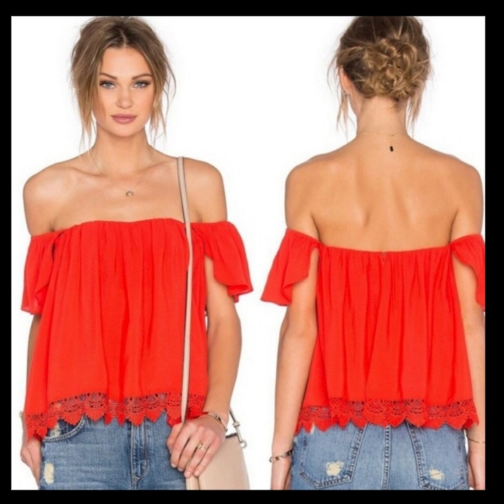 Lovers + Friends off the shoulder bustier top